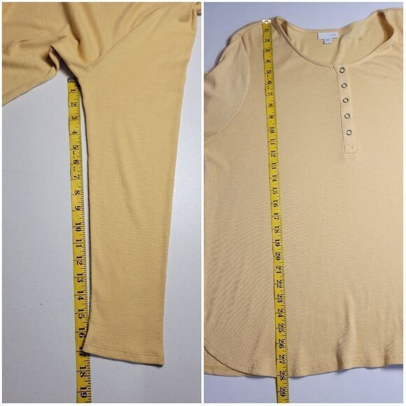 J. Jill Butter Yellow Henley Top Long Sleeve Tee T-shirt Pima Cotton Women's XL - Picture 12 of 12